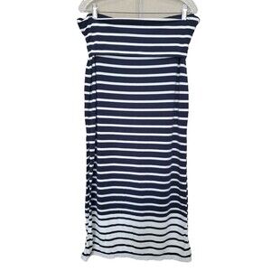 ATHLETA Ombre Seaside Stripe Foldover Waist Maxi Skirt w/Side Slit Size Medium